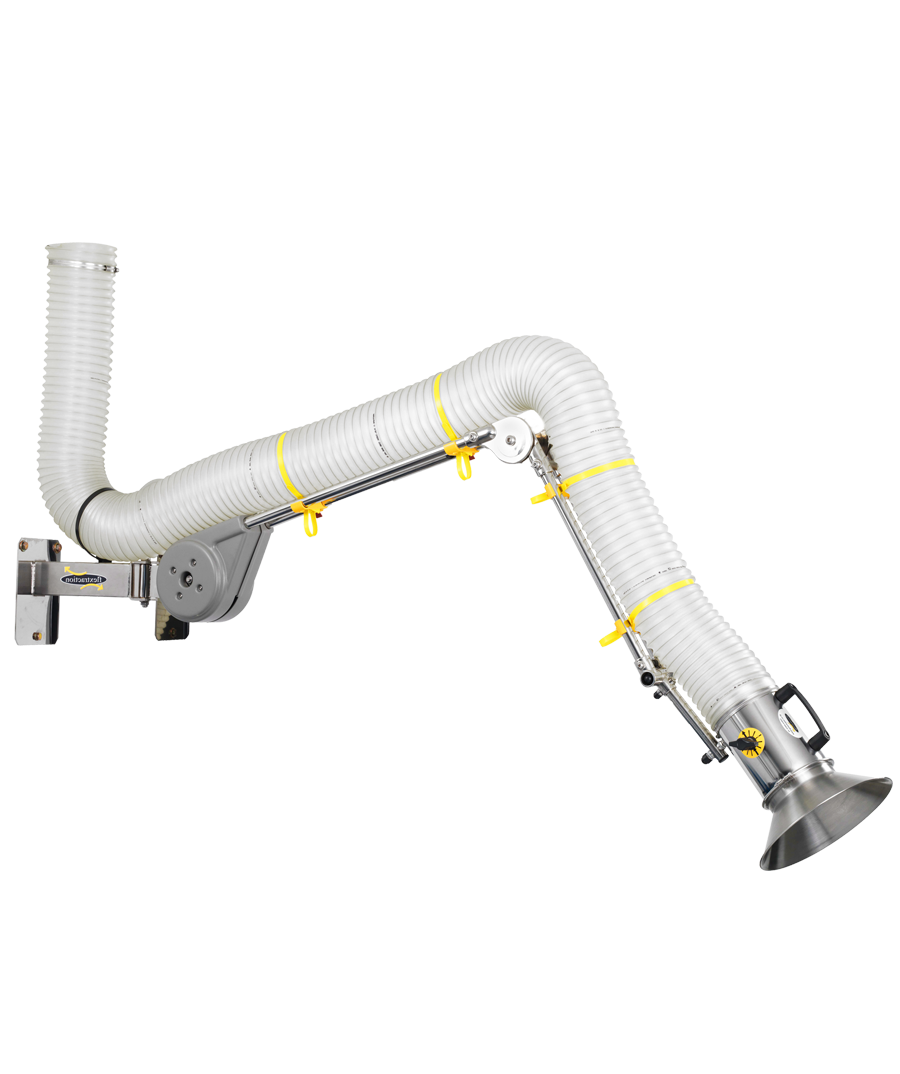 Lev dust extraction arm for food powder flour atex stainless steel flextraction ltd